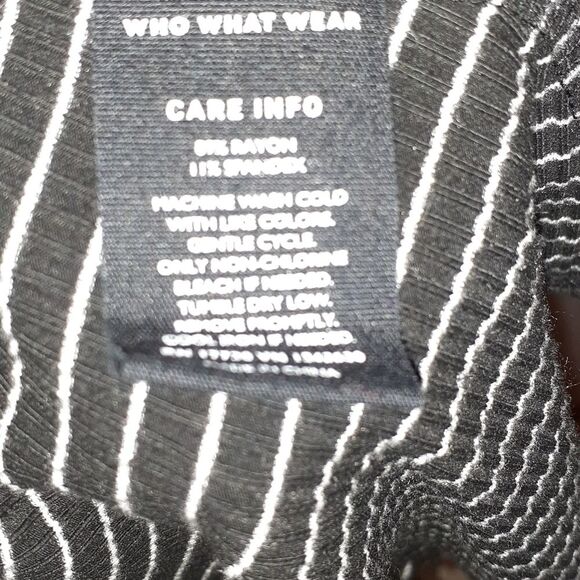 Who what wear dress black white striped dress large l casual soft rayon stretchy - Picture 4 of 7